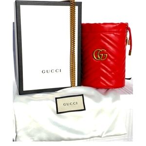 GG marmont chain bucket leather handbags